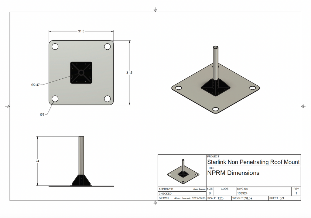 Starlink Non-Penetrating Roof Mount