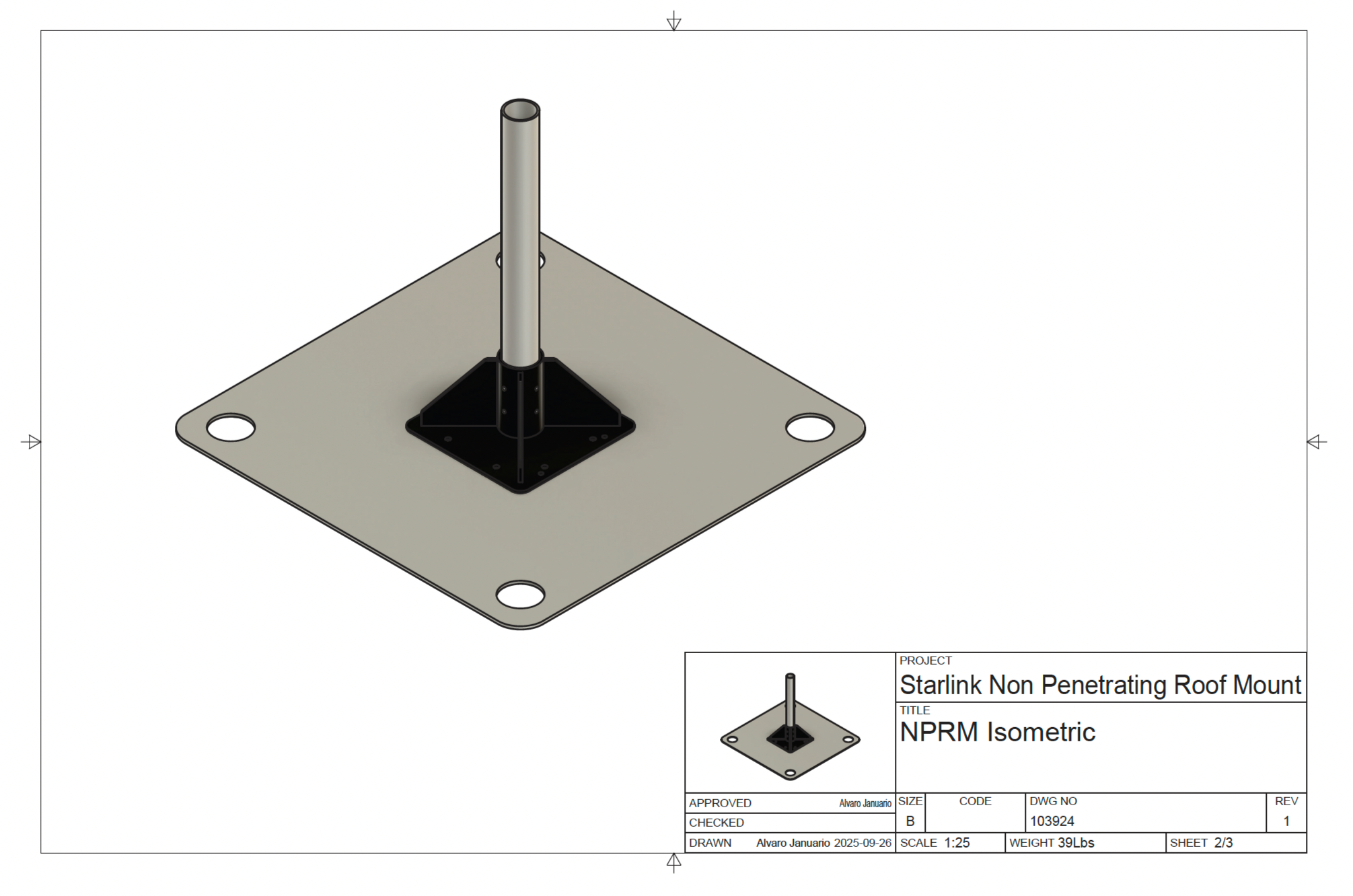 Starlink Non-Penetrating Roof Mount