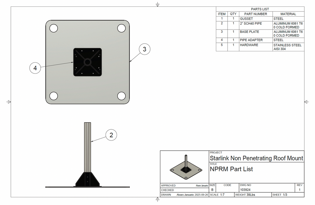Starlink Non-Penetrating Roof Mount